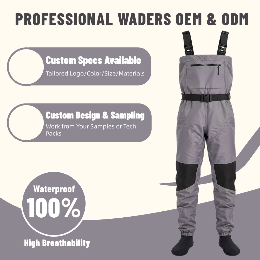  Hot Sale 3 Layer Breathable Waterproof Waders with Socks